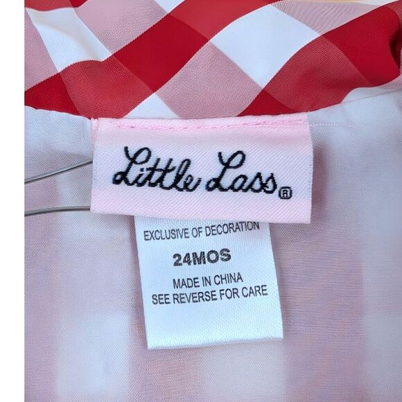 Little Lass Girls Jacket 24 M Red Gingham Lightweight Retro Style - Picture 2 of 8